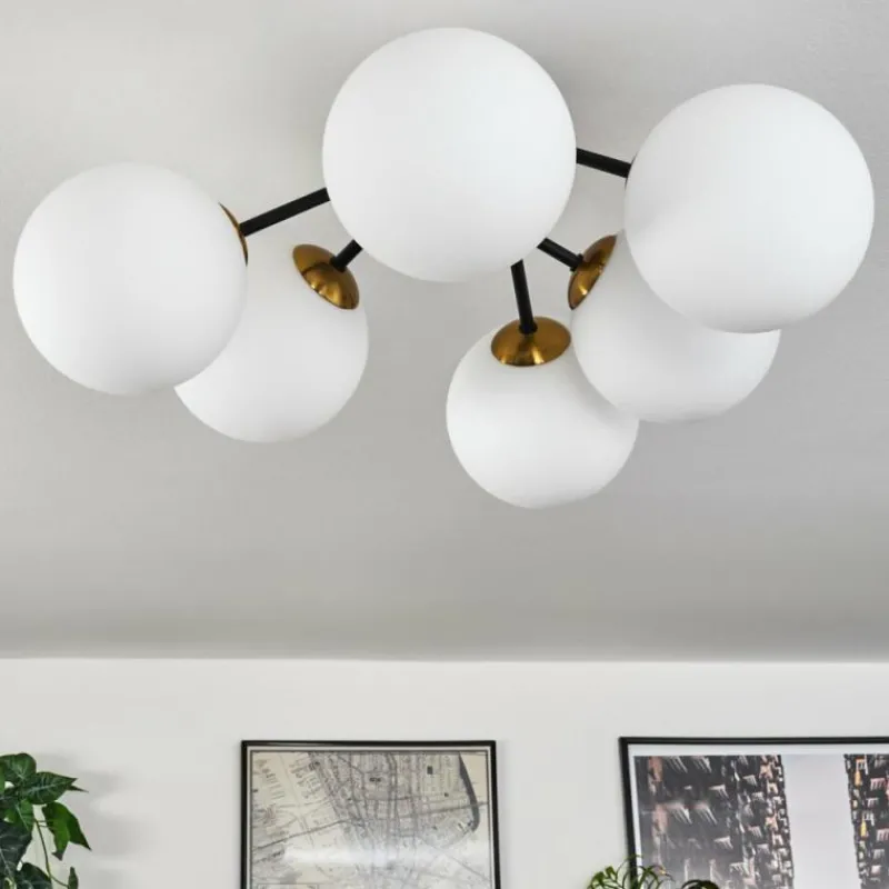 hofstein Plafonnier Chehalis Or, Noir, 6 lumières