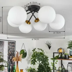 hofstein Plafonnier Chehalis Or, Noir, 6 lumières