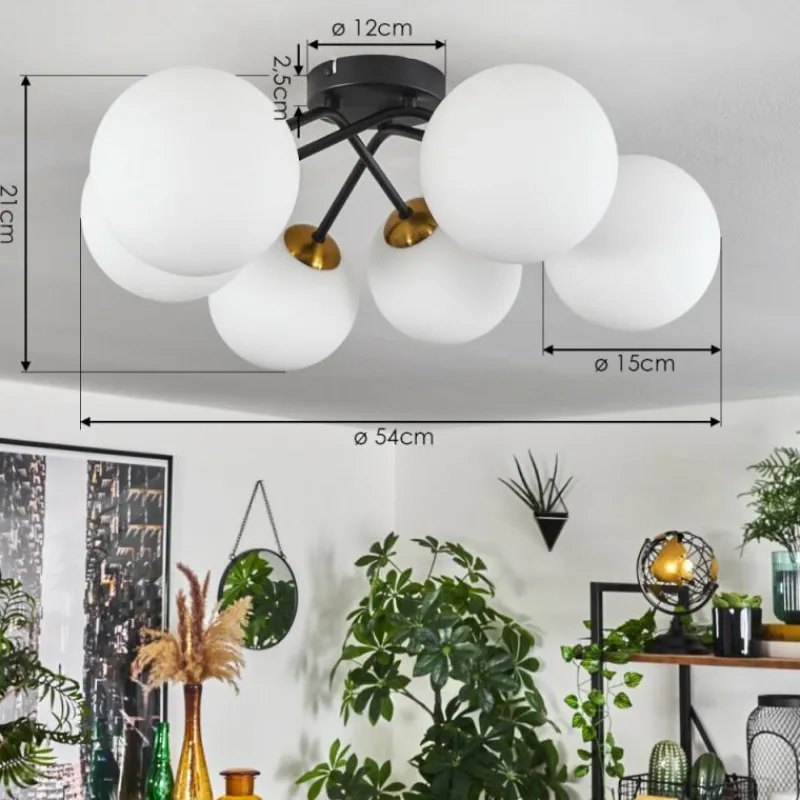 hofstein Plafonnier Chehalis Or, Noir, 6 lumières