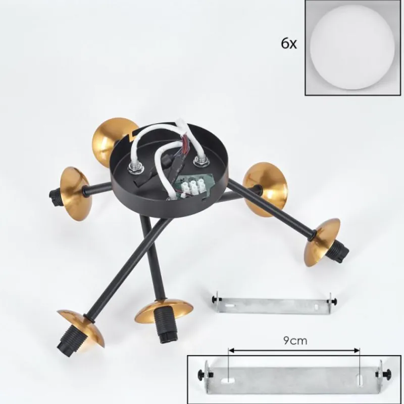 hofstein Plafonnier Chehalis Or, Noir, 6 lumières