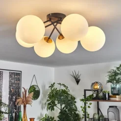 hofstein Plafonnier Chehalis Or, Noir, 6 lumières