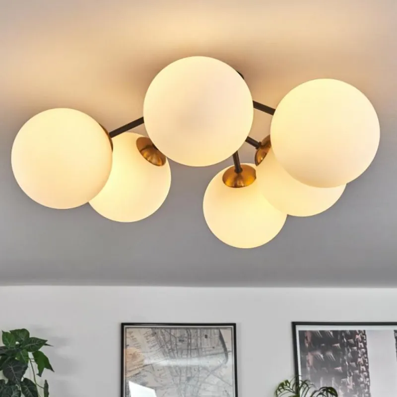 hofstein Plafonnier Chehalis Or, Noir, 6 lumières