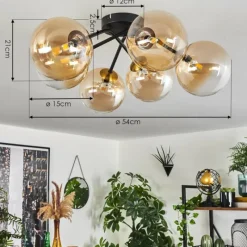 hofstein Plafonnier Chehalis Or, Noir, 6 lumières