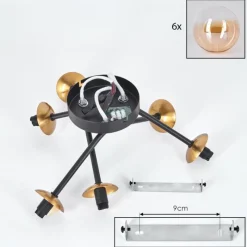 hofstein Plafonnier Chehalis Or, Noir, 6 lumières