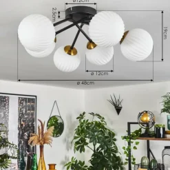 hofstein Plafonnier Chehalis Or, Noir, 6 lumières