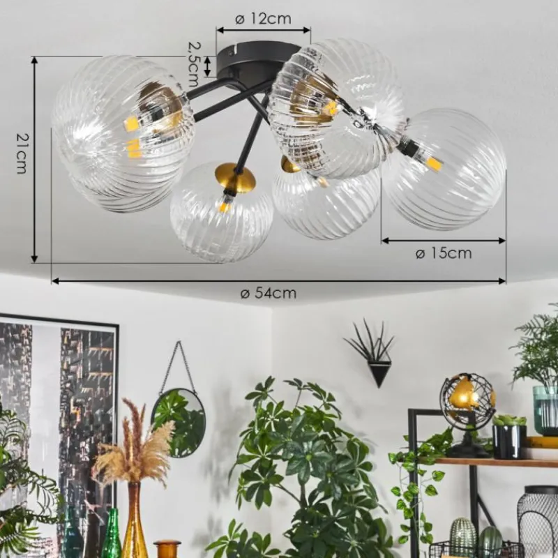 hofstein Plafonnier Chehalis Or, Noir, 6 lumières