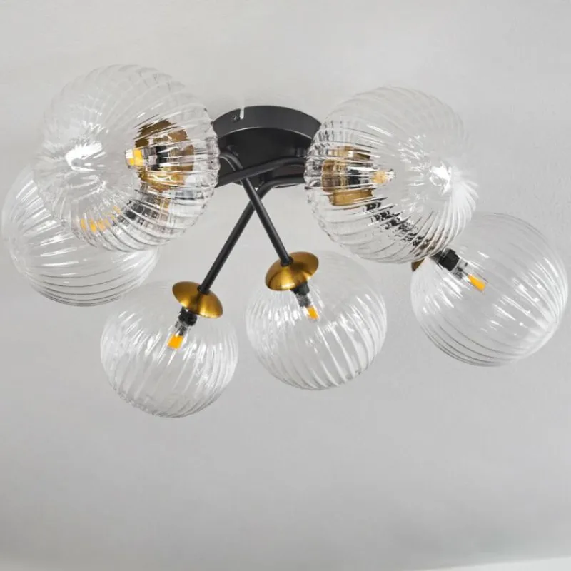 hofstein Plafonnier Chehalis Or, Noir, 6 lumières