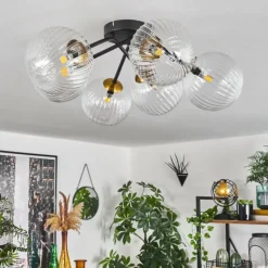 hofstein Plafonnier Chehalis Or, Noir, 6 lumières