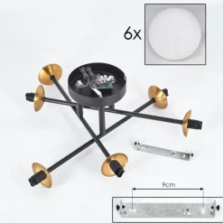 hofstein Plafonnier Chehalis Or, Noir, 6 lumières