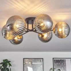 Lampes Dorées-hofstein Plafonnier Chehalis Or, Noir, 6 lumières