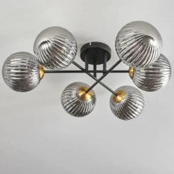 Lampes Dorées-hofstein Plafonnier Chehalis Or, Noir, 6 lumières