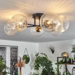 hofstein Plafonnier Chehalis Or, Noir, 6 lumières