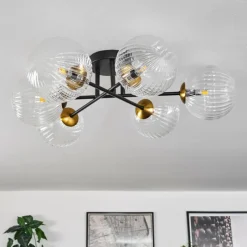 hofstein Plafonnier Chehalis Or, Noir, 6 lumières