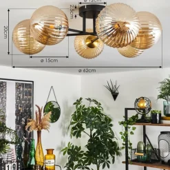 hofstein Plafonnier Chehalis Or, Noir, 6 lumières