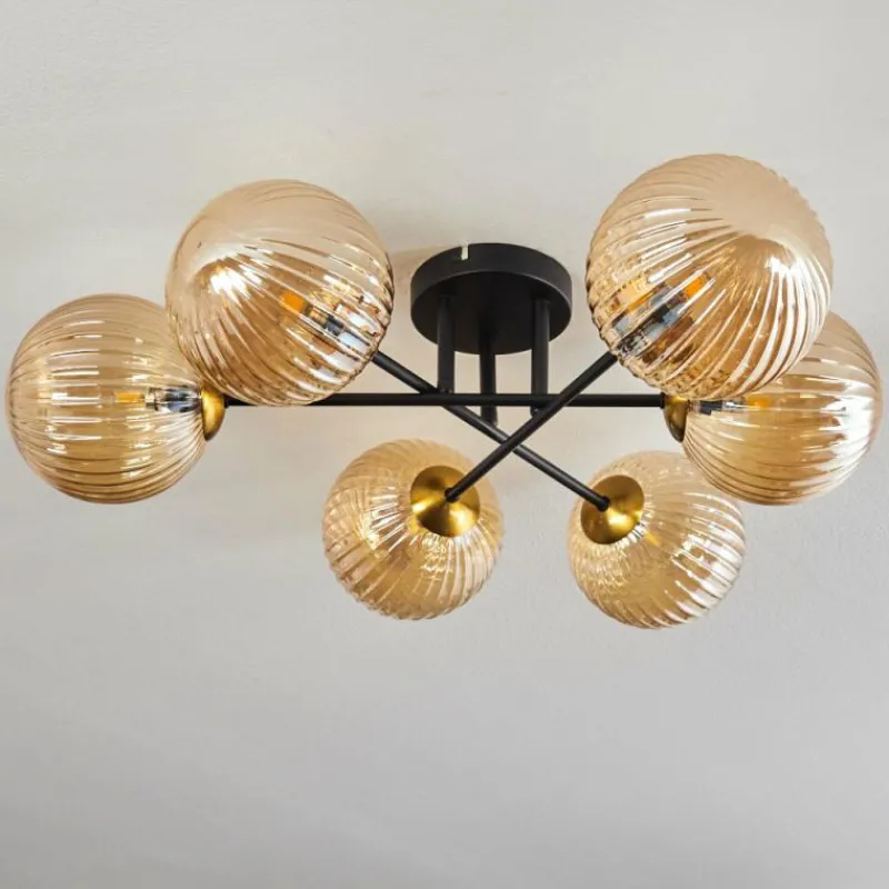 hofstein Plafonnier Chehalis Or, Noir, 6 lumières