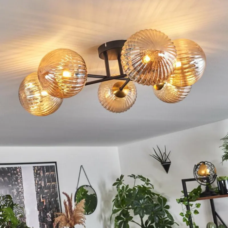 hofstein Plafonnier Chehalis Or, Noir, 6 lumières