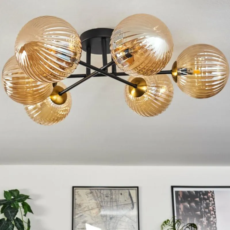 hofstein Plafonnier Chehalis Or, Noir, 6 lumières