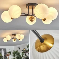 hofstein Plafonnier Chehalis Or, Noir, 6 lumières