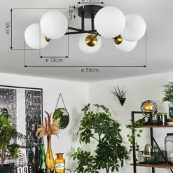 hofstein Plafonnier Chehalis Or, Noir, 6 lumières