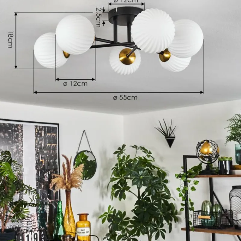 hofstein Plafonnier Chehalis Or, Noir, 6 lumières