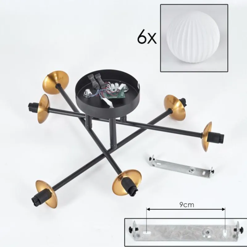 hofstein Plafonnier Chehalis Or, Noir, 6 lumières