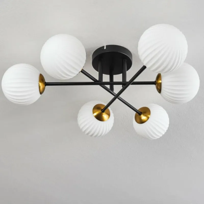 hofstein Plafonnier Chehalis Or, Noir, 6 lumières