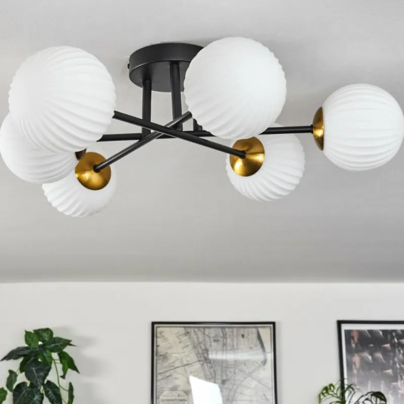 hofstein Plafonnier Chehalis Or, Noir, 6 lumières