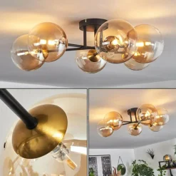 hofstein Plafonnier Chehalis Or, Noir, 6 lumières