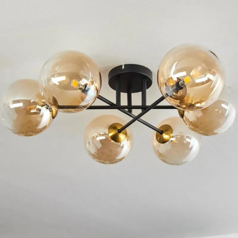 hofstein Plafonnier Chehalis Or, Noir, 6 lumières