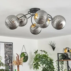 Lampes Dorées-hofstein Plafonnier Chehalis Or, Noir, 6 lumières