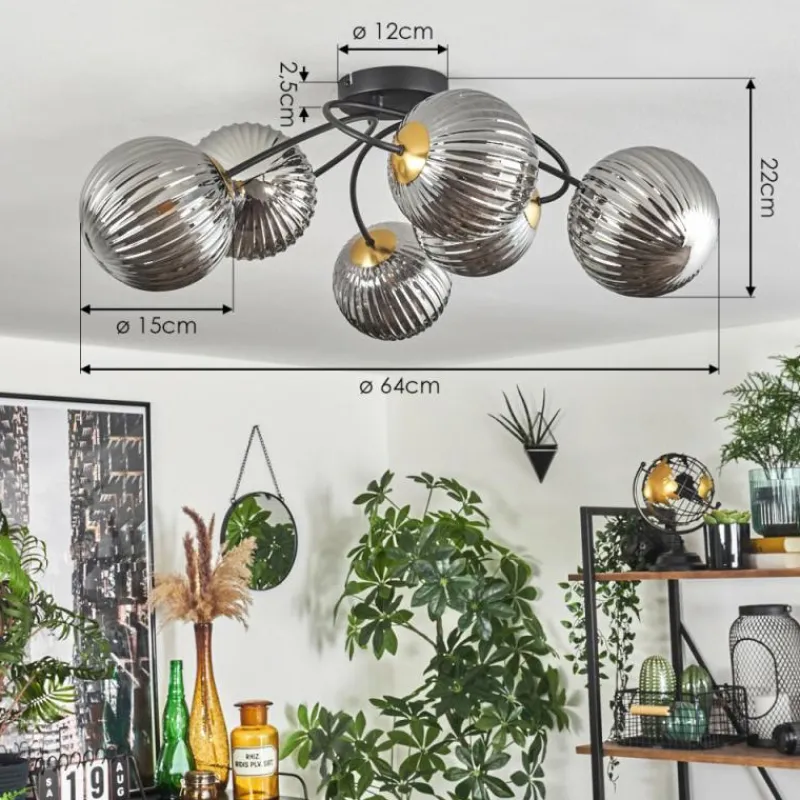 Lampes Dorées-hofstein Plafonnier Chehalis Or, Noir, 6 lumières