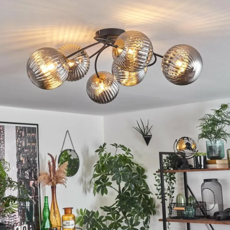 Lampes Dorées-hofstein Plafonnier Chehalis Or, Noir, 6 lumières