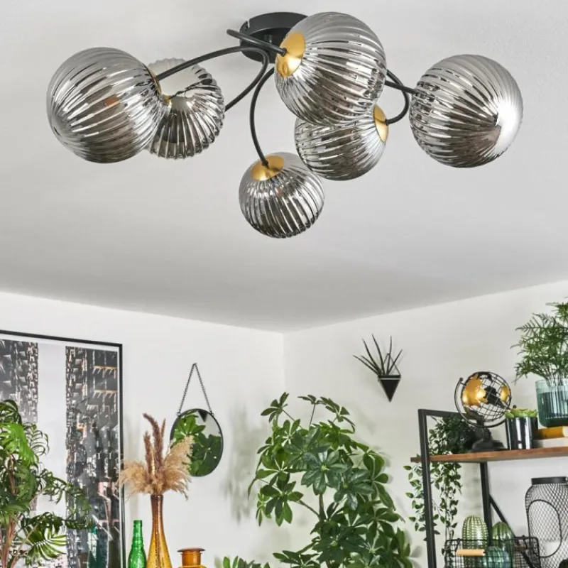 Lampes Dorées-hofstein Plafonnier Chehalis Or, Noir, 6 lumières