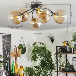 hofstein Plafonnier Chehalis Or, Noir, 6 lumières