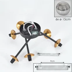 Lampes Dorées-hofstein Plafonnier Chehalis Or, Noir, 6 lumières