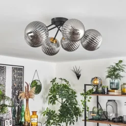 Lampes Dorées-hofstein Plafonnier Chehalis Or, Noir, 6 lumières