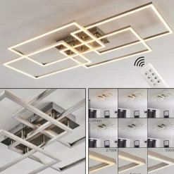 hofstein Plafonnier Cheka LED Aluminium, 4 lumières, Télécommandes