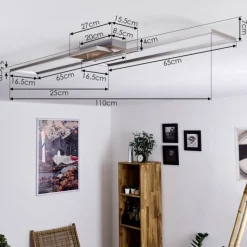 hofstein Plafonnier Cheka LED Brun, Nickel mat, 2 lumières, Télécommandes