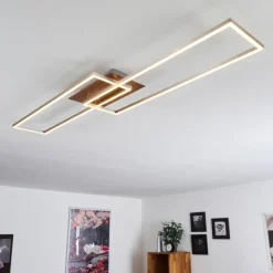hofstein Plafonnier Cheka LED Brun, Nickel mat, 2 lumières, Télécommandes