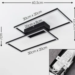 hofstein Plafonnier Cheka LED Noir, 2 lumières, Télécommandes