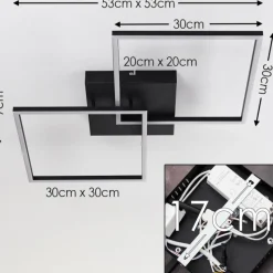 hofstein Plafonnier Cheka LED Noir, 2 lumières, Télécommandes