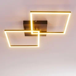 hofstein Plafonnier Cheka LED Noir, 2 lumières, Télécommandes