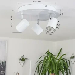 hofstein Plafonnier Chennai LED Chrome, Blanc, 3 lumières