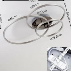 hofstein Plafonnier Chilkat LED Nickel mat, 1 lumière