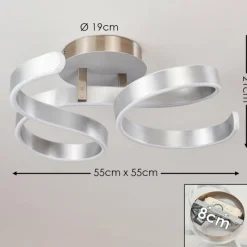 hofstein Plafonnier Chippewa LED Nickel mat, 1 lumière