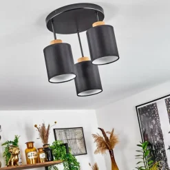Lampes En Tissu-hofstein Plafonnier Chiuvi Chrome, Écru, Noir, Blanc, 3 lumières