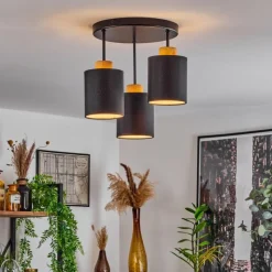 Lampes En Tissu-hofstein Plafonnier Chiuvi Chrome, Écru, Noir, Blanc, 3 lumières