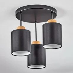 Lampes En Tissu-hofstein Plafonnier Chiuvi Chrome, Écru, Noir, Blanc, 3 lumières