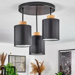 Lampes En Tissu-hofstein Plafonnier Chiuvi Chrome, Écru, Noir, Blanc, 3 lumières