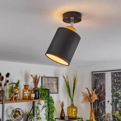 Lampes En Tissu-hofstein Plafonnier Chiuvi Chrome, Écru, Noir, Blanc, 1 lumière